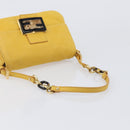 FENDI Mamma Baguette Shoulder Bag Leather Yellow Gold Auth BA15948V-7