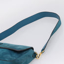 FENDI Chain Mamma Baguette Shoulder Bag Suede 2way Blue Gold Auth BA15949V-10