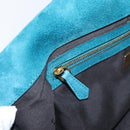 FENDI Chain Mamma Baguette Shoulder Bag Suede 2way Blue Gold Auth BA15949V-23