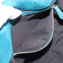 FENDI Chain Mamma Baguette Shoulder Bag Suede 2way Blue Gold Auth BA15949V-24