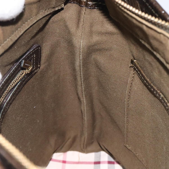 BURBERRY Shoulder Bag Leather Brown Gold Auth BA1595