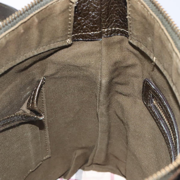 BURBERRY Shoulder Bag Leather Brown Gold Auth BA1595