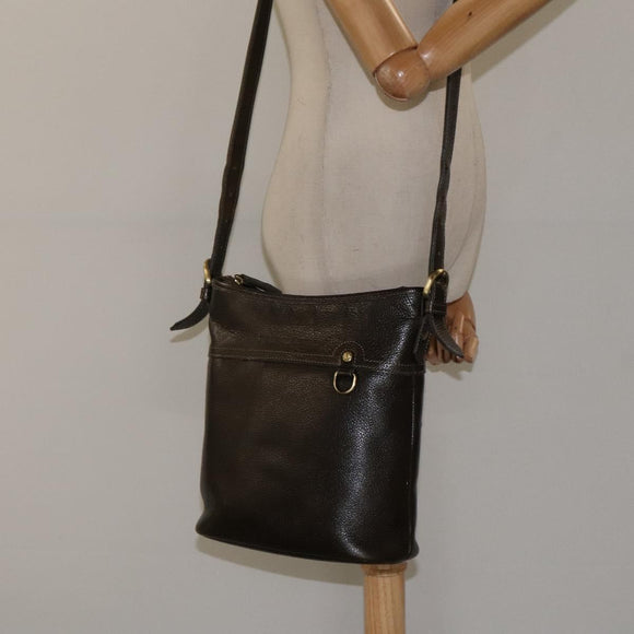 BURBERRY Shoulder Bag Leather Brown Gold Auth BA1595