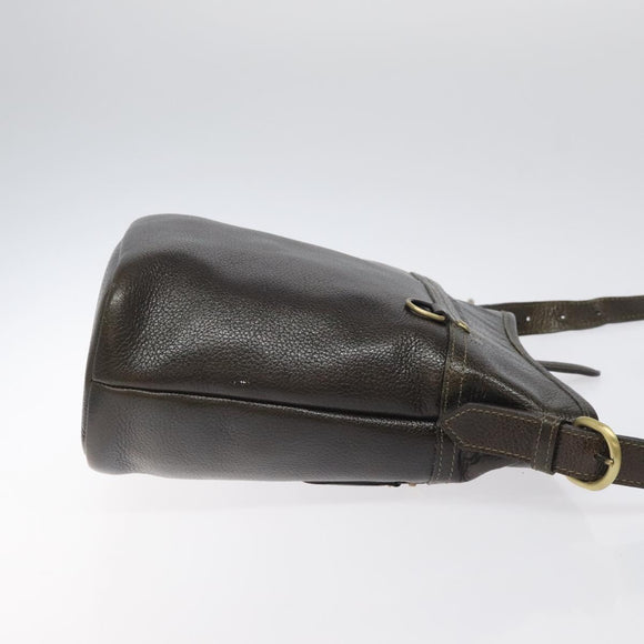 BURBERRY Shoulder Bag Leather Brown Gold Auth BA1595