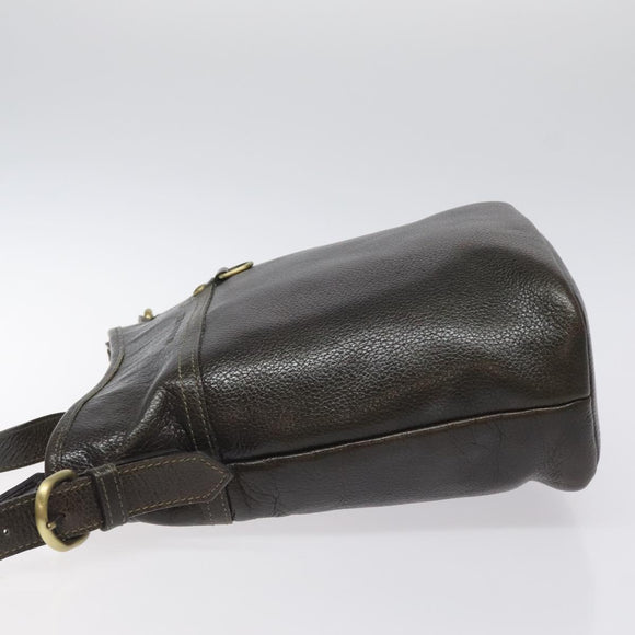 BURBERRY Shoulder Bag Leather Brown Gold Auth BA1595