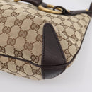 GUCCI GG Canvas Horsebit Shoulder Bag Beige Gold 114890 Auth BA15957V-9