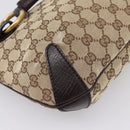 GUCCI GG Canvas Horsebit Shoulder Bag Beige Gold 114890 Auth BA15957V-14