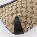 GUCCI GG Canvas Horsebit Shoulder Bag Beige Gold 114890 Auth BA15957V-16
