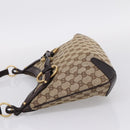 GUCCI GG Canvas Horsebit Shoulder Bag Beige Gold 114890 Auth BA15957V-3