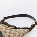 GUCCI GG Canvas Horsebit Shoulder Bag Beige Gold 114890 Auth BA15957V-8