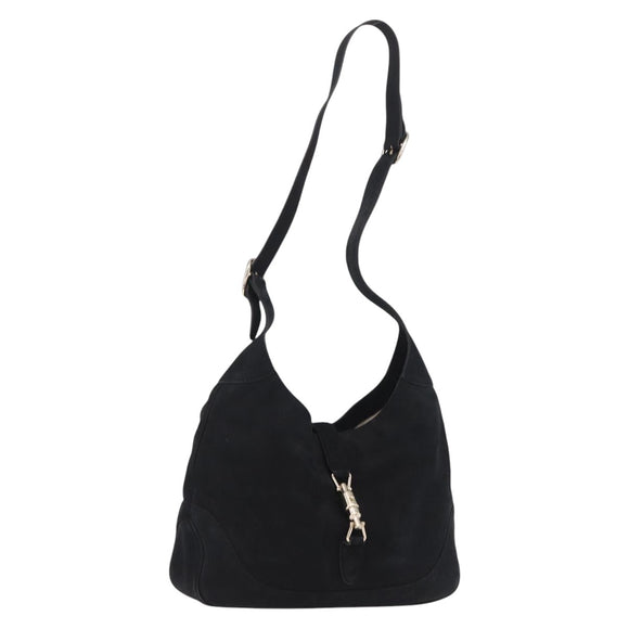 GUCCI New Jackie Shoulder Bag Leather Black Gold 277520 Auth BA15959V
