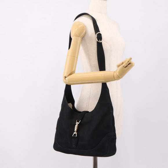 GUCCI New Jackie Shoulder Bag Leather Black Gold 277520 Auth BA15959V
