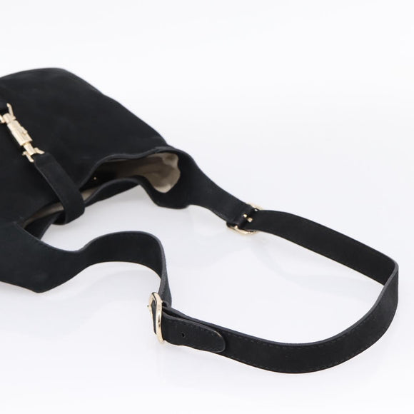 GUCCI New Jackie Shoulder Bag Leather Black Gold 277520 Auth BA15959V