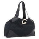 GUCCI GG Canvas Tote Bag Black Gold 223972 Auth BA15960V-1