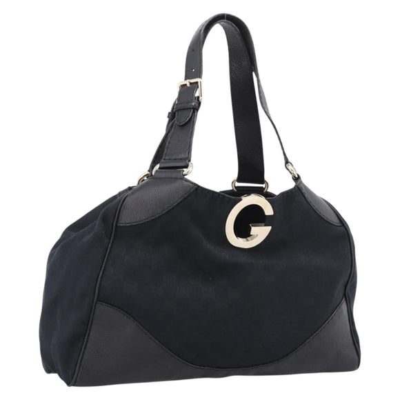 GUCCI GG Canvas Tote Bag Black Gold 223972 Auth BA15960V