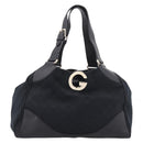 GUCCI GG Canvas Tote Bag Black Gold 223972 Auth BA15960V-2
