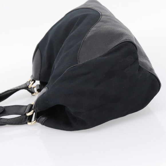 GUCCI GG Canvas Tote Bag Black Gold 223972 Auth BA15960V