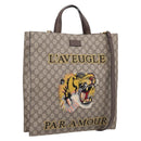 GUCCI GG Supreme Tote Bag PVC 2way Beige Gold 450950 Auth BA15961V-1