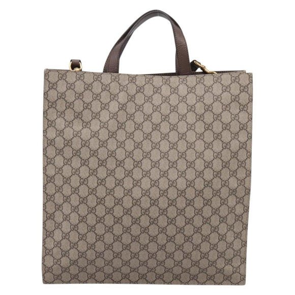 GUCCI GG Supreme Tote Bag PVC 2way Beige Gold 450950 Auth BA15961V