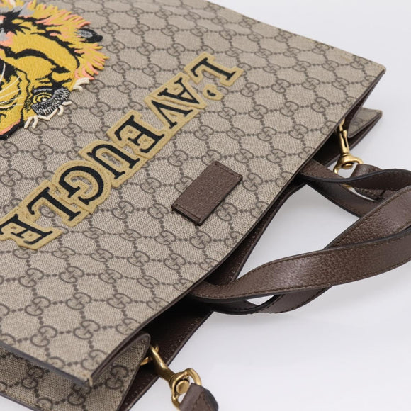 GUCCI GG Supreme Tote Bag PVC 2way Beige Gold 450950 Auth BA15961V
