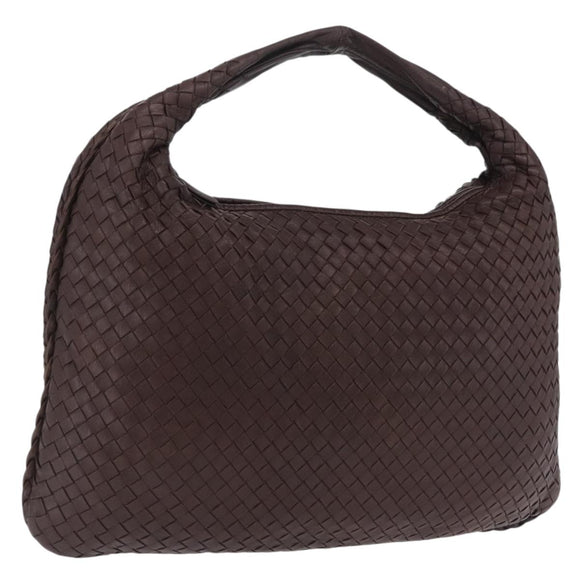 Bottega Veneta INTRECCIATO Hobo Bag Leather Brown Gold 115654 Auth BA15963V