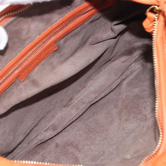 Bottega Veneta INTRECCIATO Hobo Bag Leather Orange Gold 115653 Auth BA15964V
