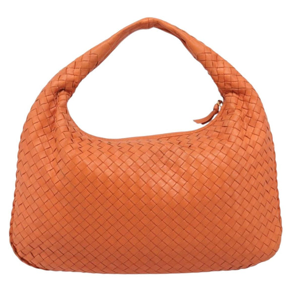 Bottega Veneta INTRECCIATO Hobo Bag Leather Orange Gold 115653 Auth BA15964V