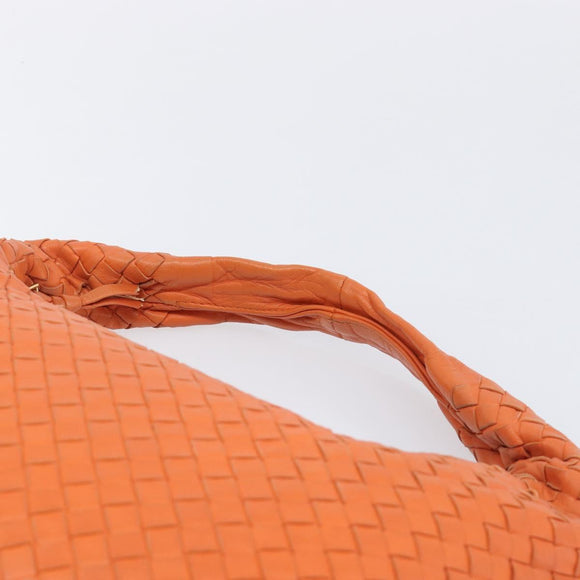 Bottega Veneta INTRECCIATO Hobo Bag Leather Orange Gold 115653 Auth BA15964V