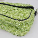 Christian Dior Saddle Shoulder Bag Leather sequins Green Silver Auth BA15966SM-10