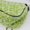 Christian Dior Saddle Shoulder Bag Leather sequins Green Silver Auth BA15966SM-12