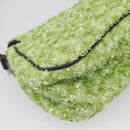 Christian Dior Saddle Shoulder Bag Leather sequins Green Silver Auth BA15966SM-13