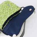 Christian Dior Saddle Shoulder Bag Leather sequins Green Silver Auth BA15966SM-14