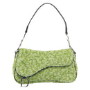 Christian Dior Saddle Shoulder Bag Leather sequins Green Silver Auth BA15966SM-2