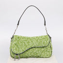 Christian Dior Saddle Shoulder Bag Leather sequins Green Silver Auth BA15966SM-23
