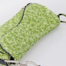 Christian Dior Saddle Shoulder Bag Leather sequins Green Silver Auth BA15966SM-6