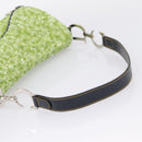 Christian Dior Saddle Shoulder Bag Leather sequins Green Silver Auth BA15966SM-7