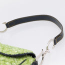 Christian Dior Saddle Shoulder Bag Leather sequins Green Silver Auth BA15966SM-8