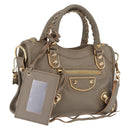 Balenciaga Classic Metal Edge Mini City Bag 2way Beige 390160 Auth BA15968M-1