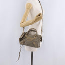 Balenciaga Classic Metal Edge Mini City Bag 2way Beige 390160 Auth BA15968M-33