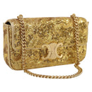 CELINE Sequin Chain Shoulder Bag Leather Gold Auth BA15971SM-1