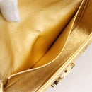 CELINE Sequin Chain Shoulder Bag Leather Gold Auth BA15971SM-22