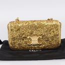 CELINE Sequin Chain Shoulder Bag Leather Gold Auth BA15971SM-12