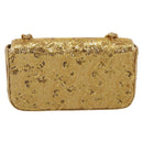 CELINE Sequin Chain Shoulder Bag Leather Gold Auth BA15971SM-2