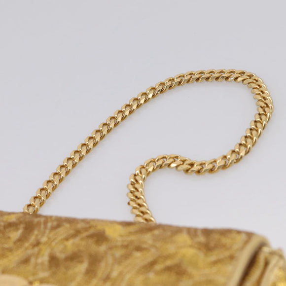 CELINE Sequin Chain Shoulder Bag Leather Gold Auth BA15971SM