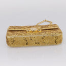 CELINE Sequin Chain Shoulder Bag Leather Gold Auth BA15971SM-5