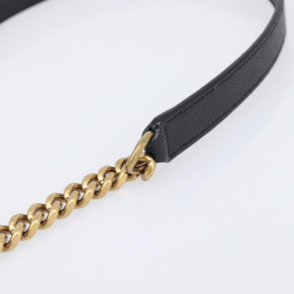 Saint Laurent Chain Viel Shoulder Bag Leather Black Gold Auth BA15972SAM