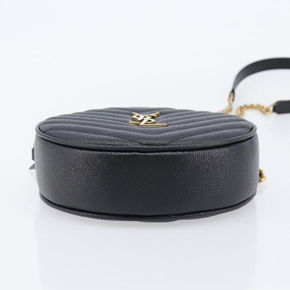 Saint Laurent Chain Viel Shoulder Bag Leather Black Gold Auth BA15972SAM