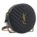 Saint Laurent Chain Viel Shoulder Bag Leather Black Gold Auth BA15972SAM-1