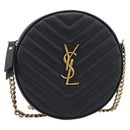Saint Laurent Chain Viel Shoulder Bag Leather Black Gold Auth BA15972SAM-2
