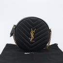 Saint Laurent Chain Viel Shoulder Bag Leather Black Gold Auth BA15972SAM-24